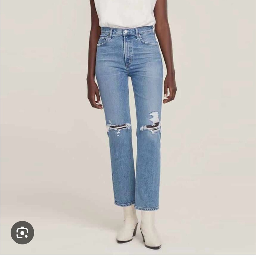 Agolde Light Blue High Rise Distressed Jeans style Wilder